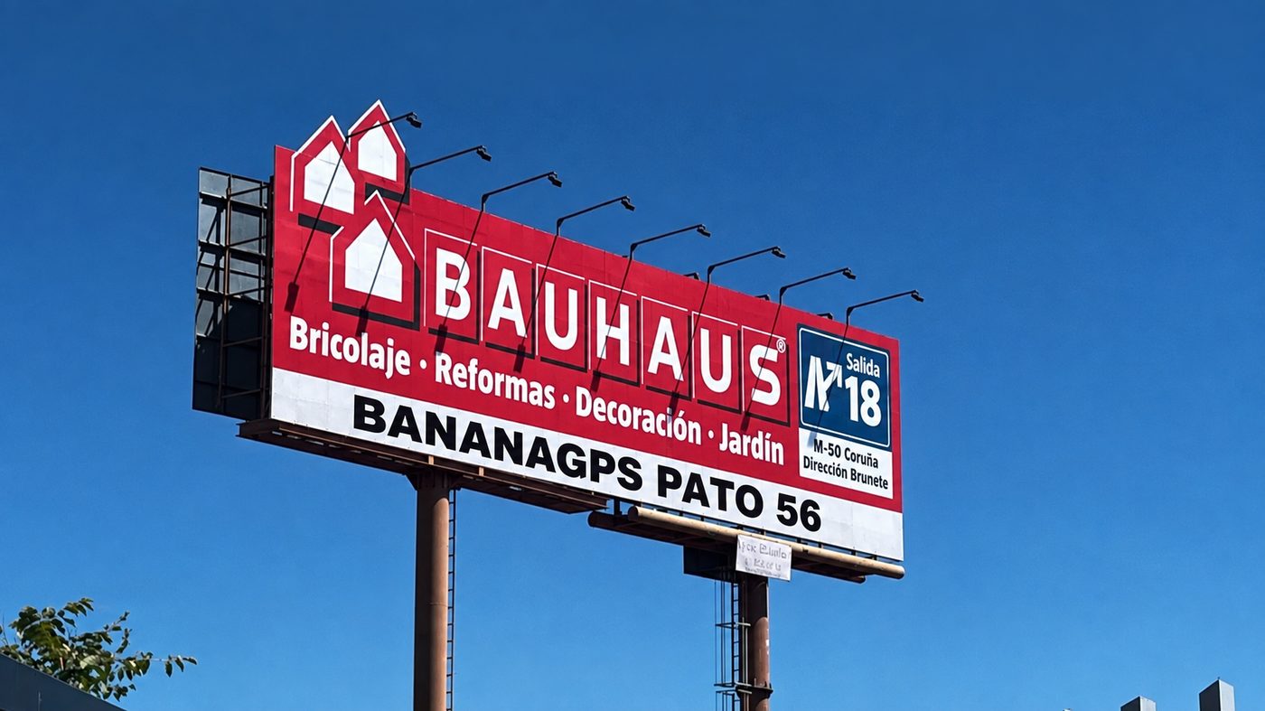 Highway billboard with the BananaGPS PATO 56 code